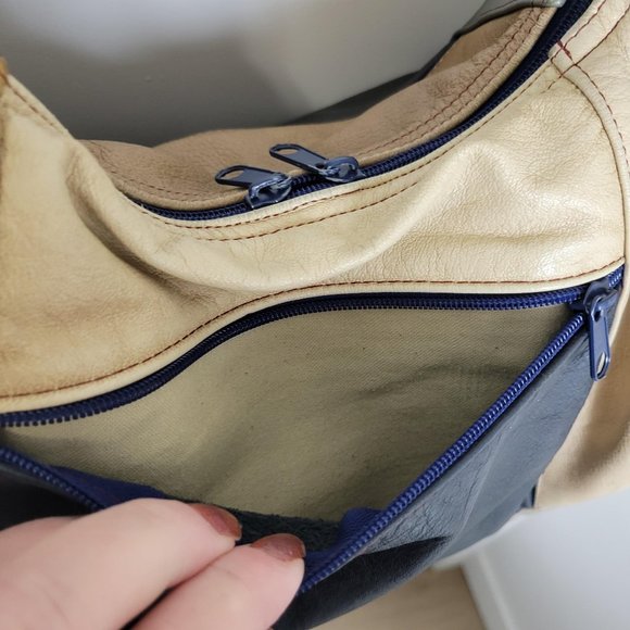 VTG Hobo Shoulder Bag Purse Multicolor Leather Color Block Hand Made In MEXICO - Picture 7 of 10